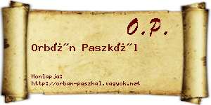 Orbán Paszkál névjegykártya