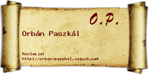 Orbán Paszkál névjegykártya