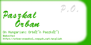 paszkal orban business card